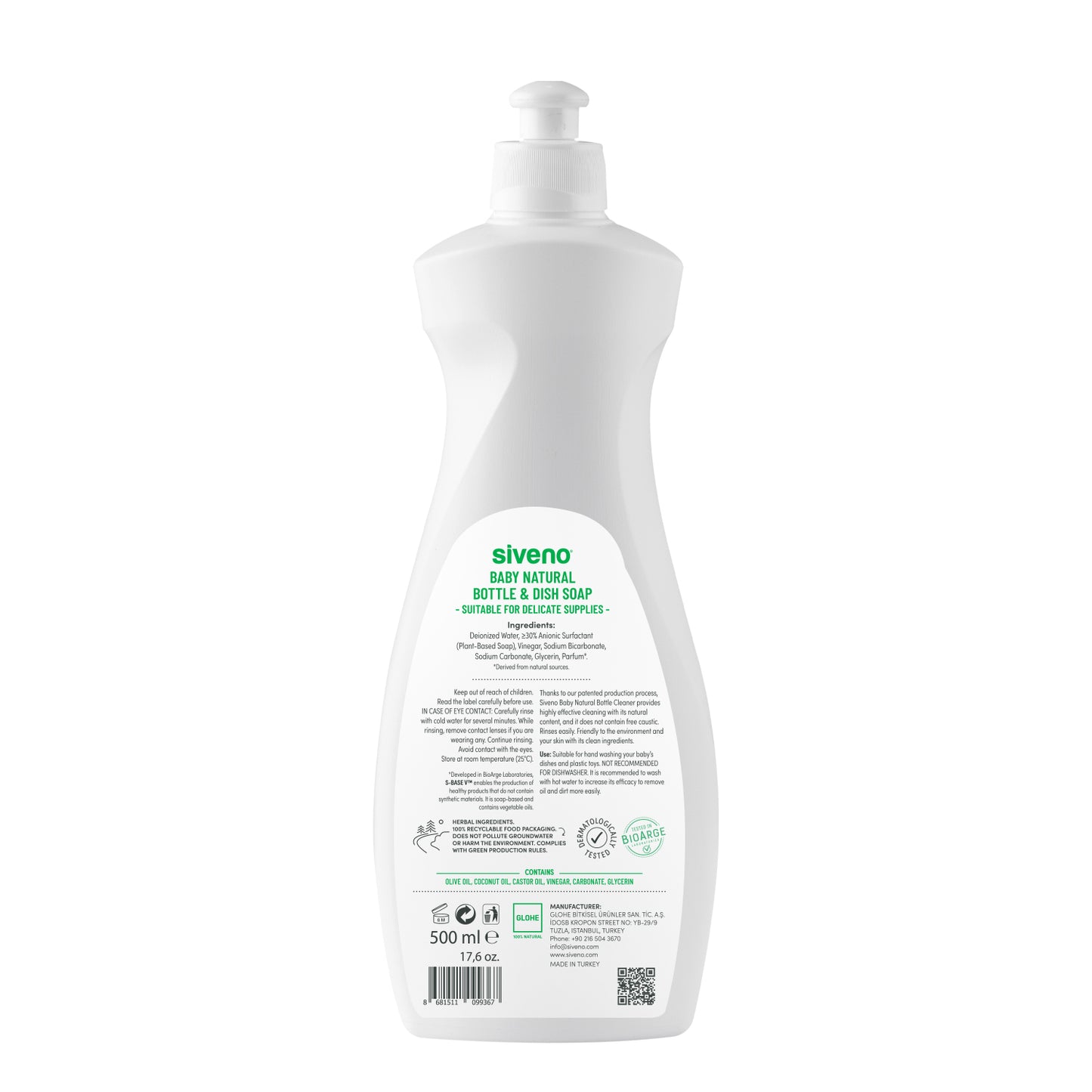 Siveno 100% Natural Baby Bottle & Dish Soap 500 ml
