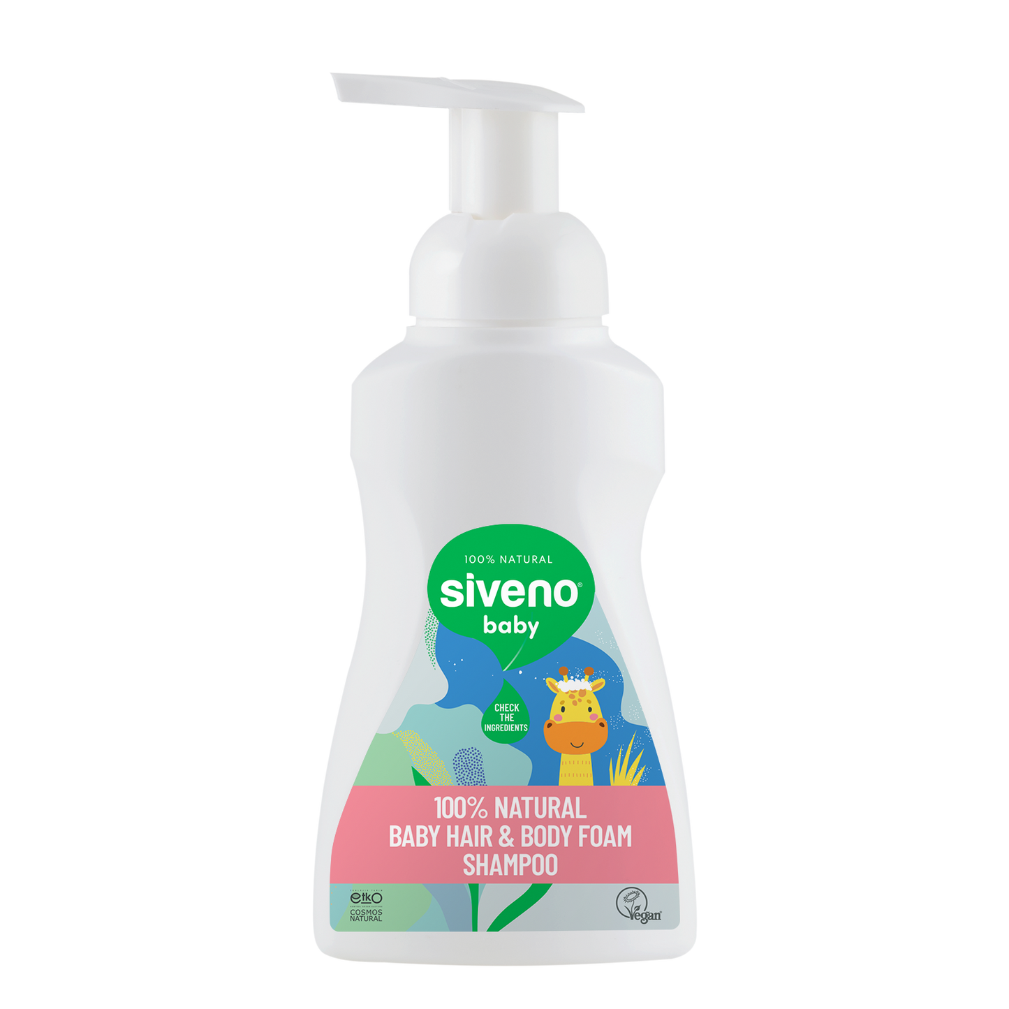Siveno 100% Natural Baby Hair & Body Foam Shampoo 250 ml