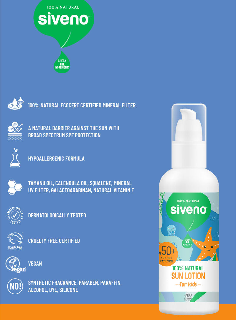 Siveno 100% Natural Sun Lotion for Baby and Kids SPF50+ 100ml