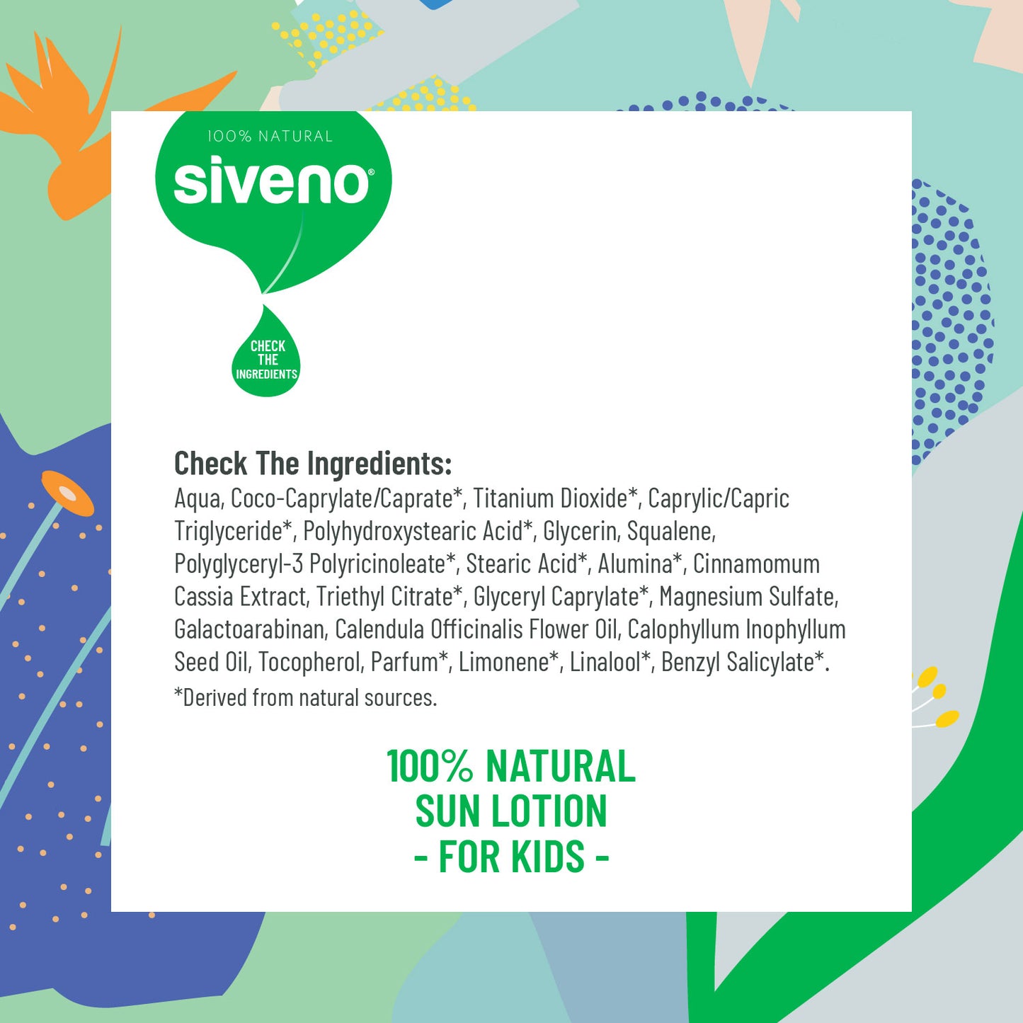 Siveno 100% Natural Sun Lotion for Baby and Kids SPF50+ 100ml