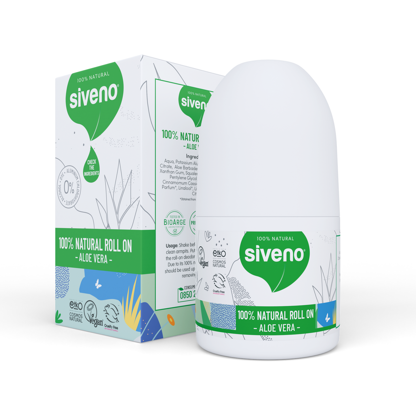 Siveno 100% Natural Roll-On Refreshing ALOE VERA 50ml