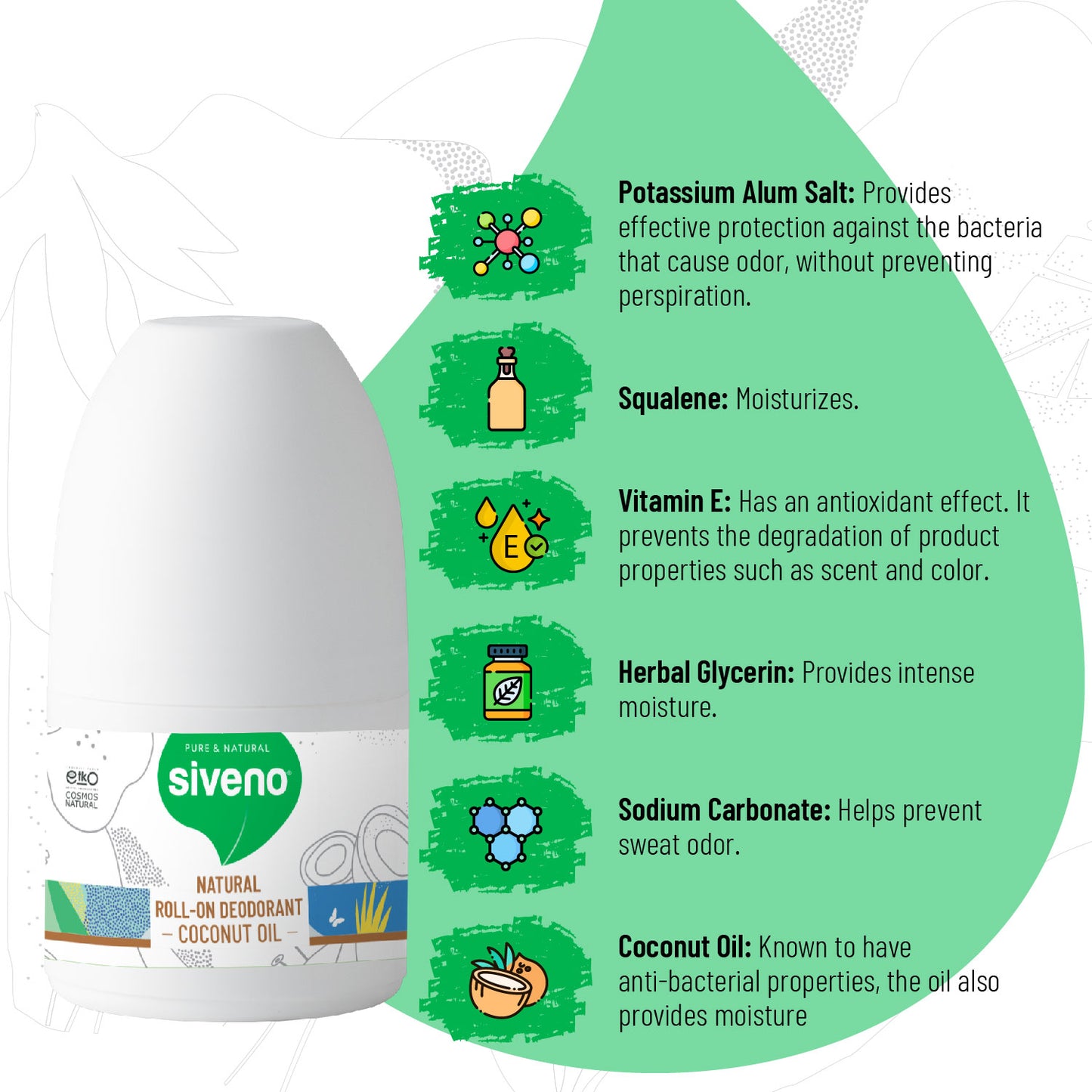 Siveno 100% Natural Roll-On Nourishing Coconut 50ml