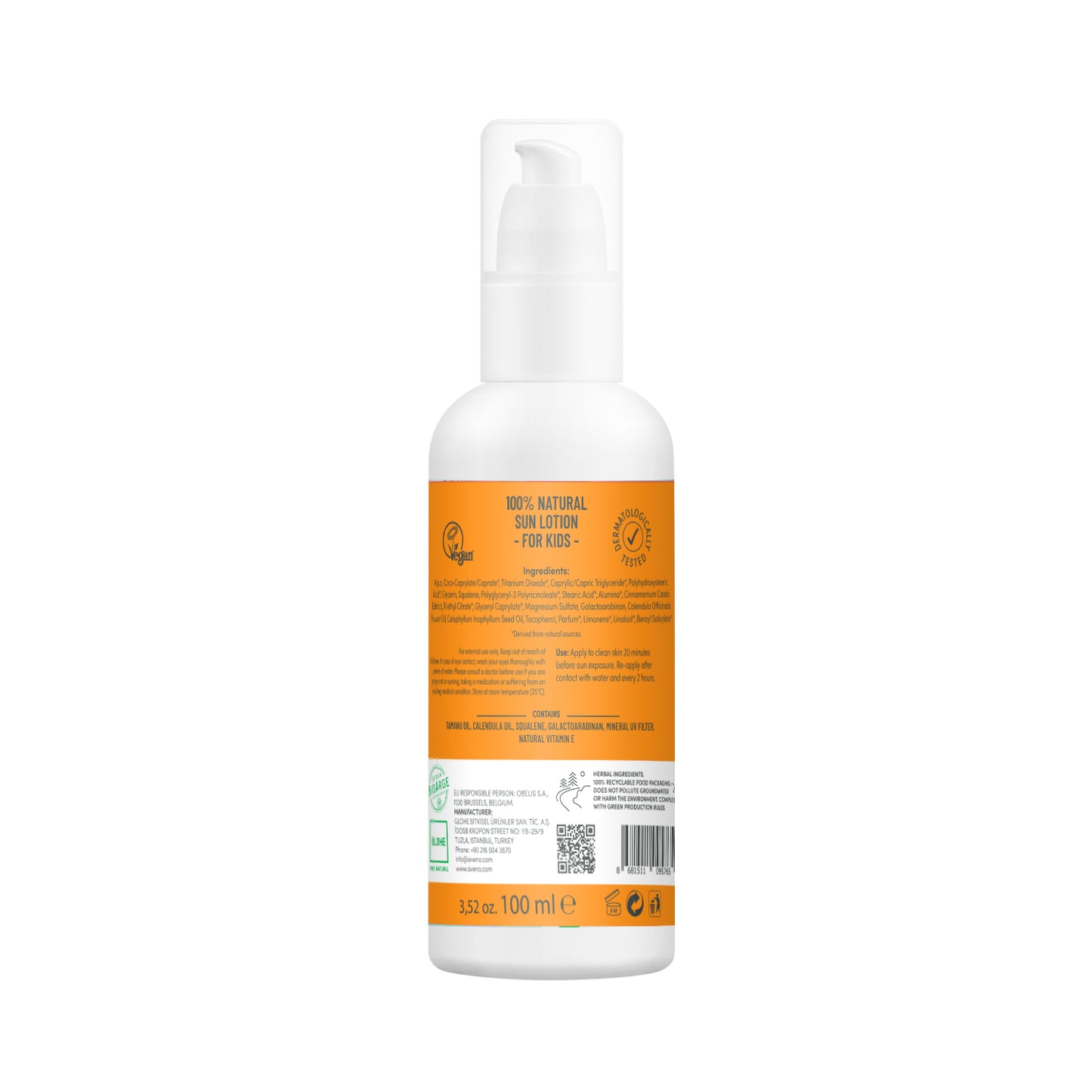 Siveno 100% Natural Sun Lotion for Baby and Kids SPF50+ 100ml